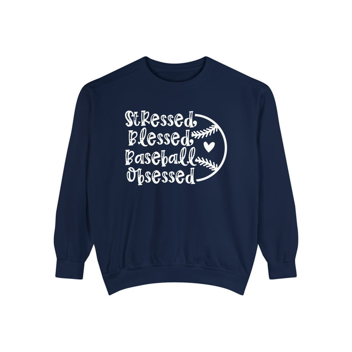 Stressed Blessed Baseball Obsessed Unisex Adult Premium Crewneck Sweatshirt