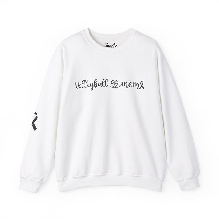 Cancer Collection Pick Your Sport Mom Ribbon &amp; Heart Adult Unisex Crewneck Sweatshirt w/Ribbon on Sleeve