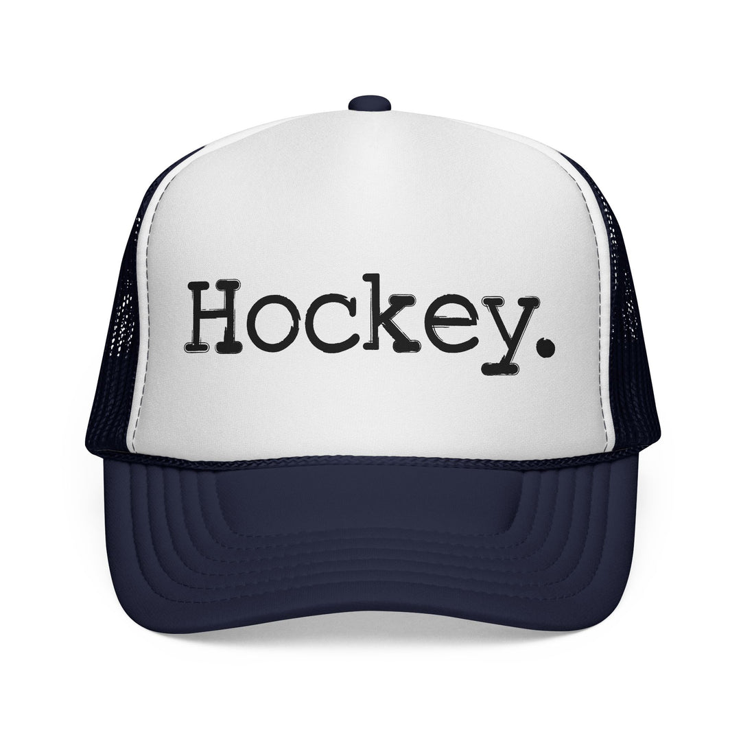 Hockey Typewriter Design Trucker Hat