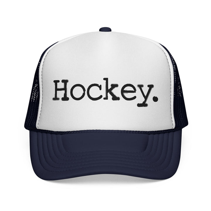 Hockey Typewriter Design Trucker Hat