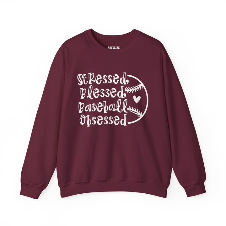Stressed Blessed Baseball Obsessed Unisex Adult Crewneck Sweatshirt