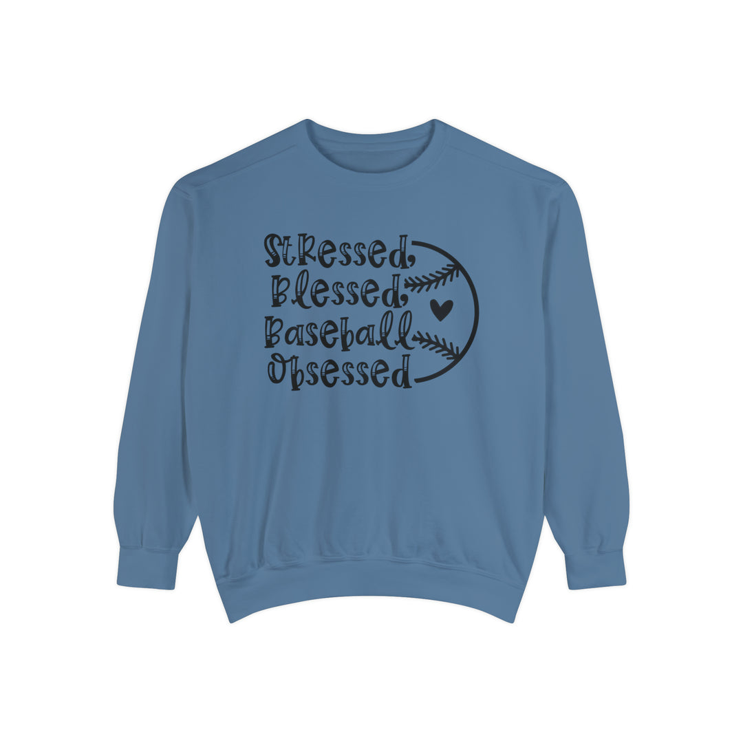 Stressed Blessed Baseball Obsessed Unisex Adult Premium Crewneck Sweatshirt