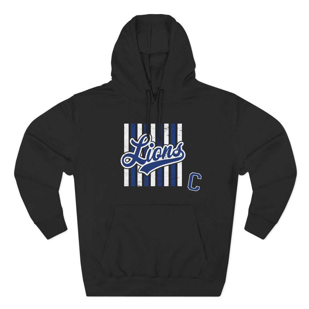 Canton Lions Football &amp; Cheer Unisex Adult Premium Hoodie Sweatshirt - Striped Design