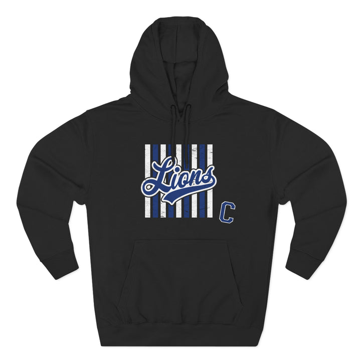 Canton Lions Football &amp; Cheer Unisex Adult Premium Hoodie Sweatshirt - Striped Design