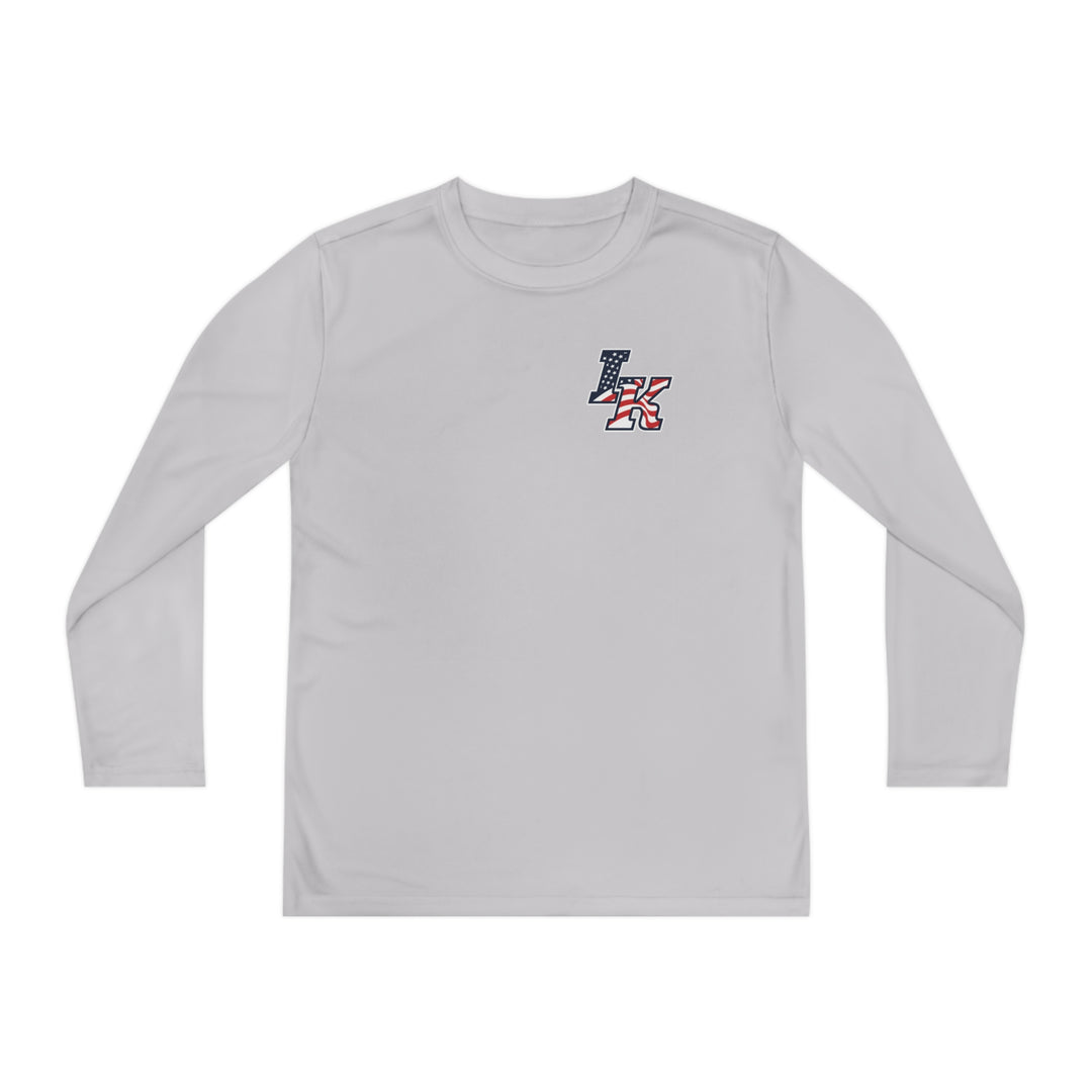 Iron Knights Youth Long Sleeve Competitor Moisture Wicking Tee W/Flag Design, Name &amp; Number