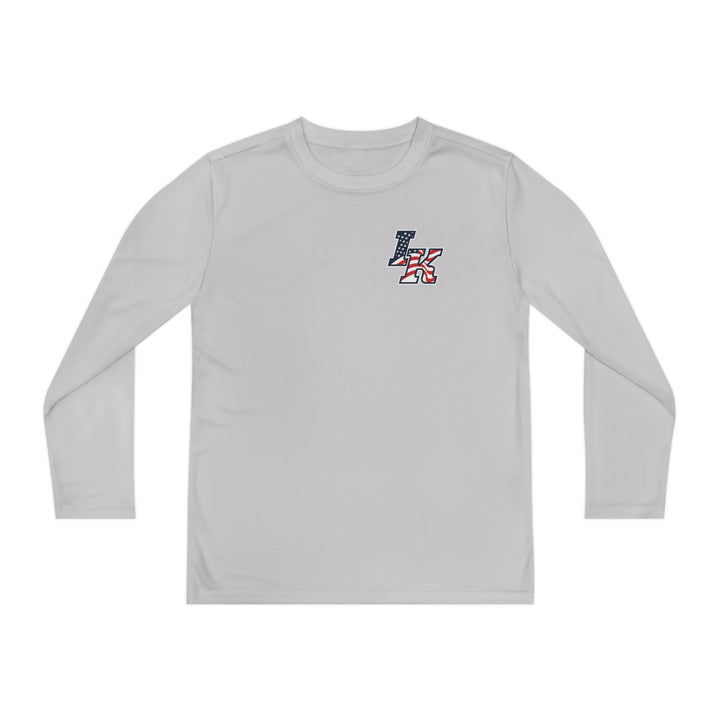 Iron Knights Youth Long Sleeve Competitor Moisture Wicking Tee W/Flag Design, Name &amp; Number