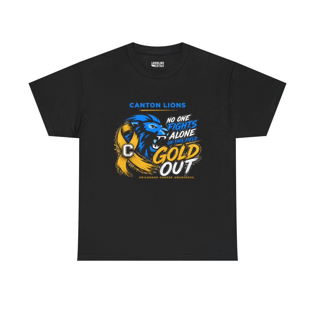 Canton Lions Football &amp; Cheer Unisex Adult Gildan Standard T-Shirt - Gold Out Design