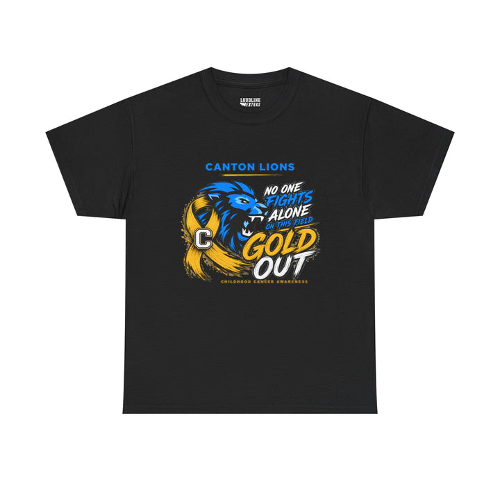 Canton Lions Football &amp; Cheer Unisex Adult Gildan Standard T-Shirt - Gold Out Design