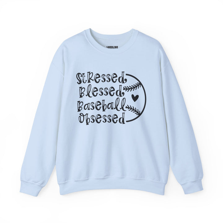 Stressed Blessed Baseball Obsessed Unisex Adult Crewneck Sweatshirt