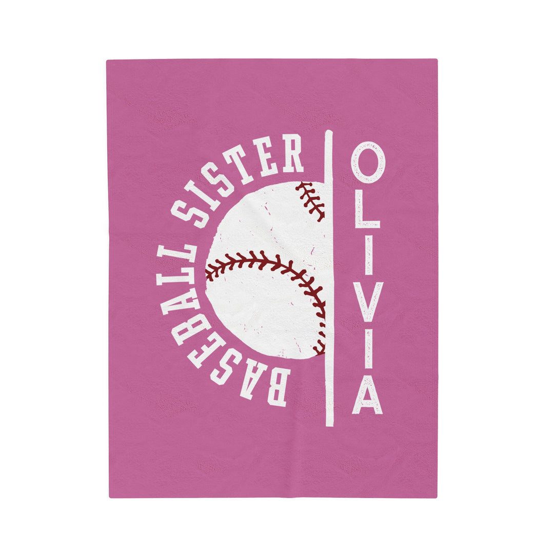 Baseball Plush Blanket - Baseball Sister w/Custom Name