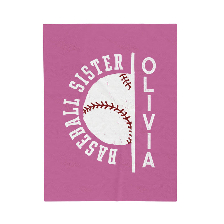 Baseball Plush Blanket - Baseball Sister w/Custom Name