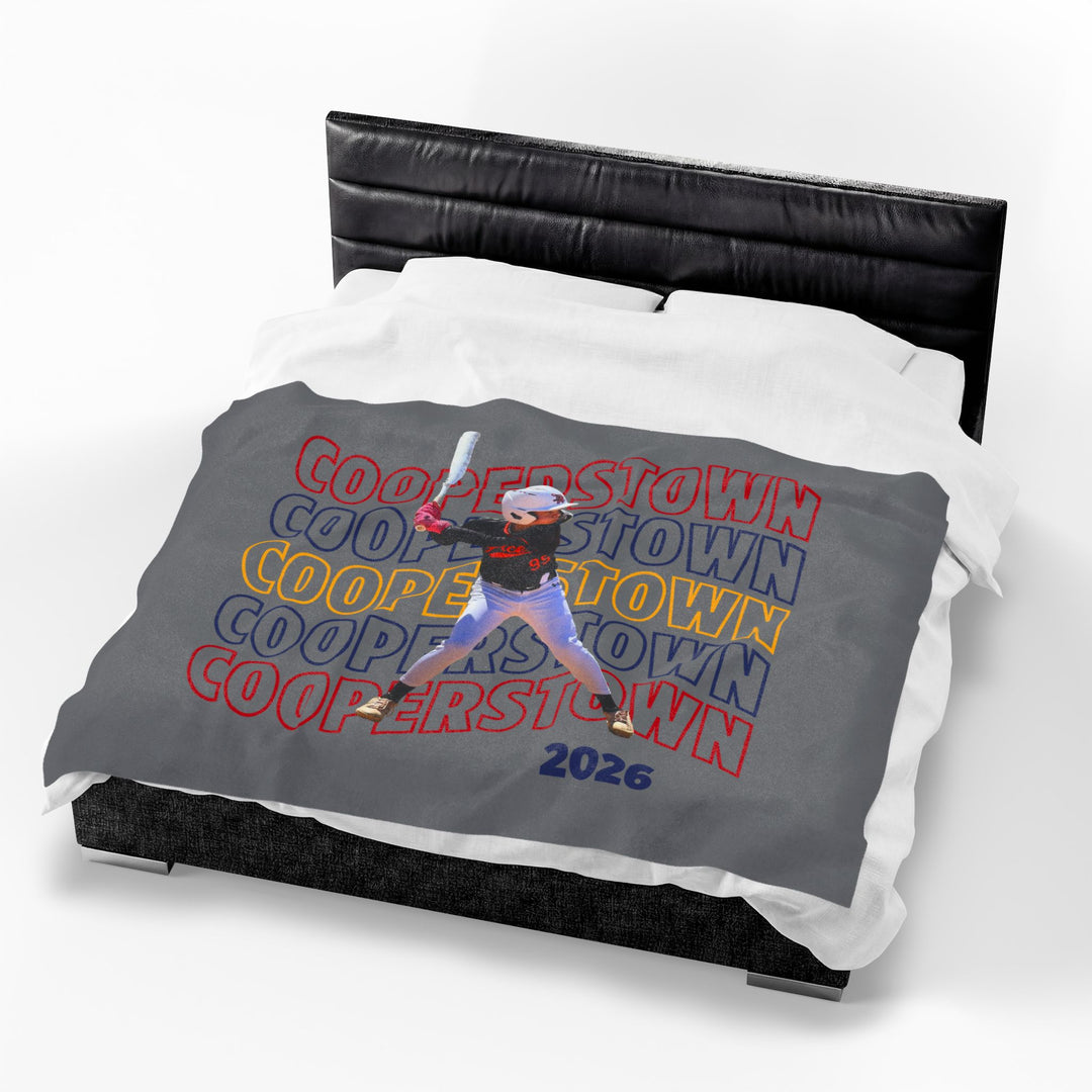 Cooperstown Wavy Design Velveteen Plush Blanket