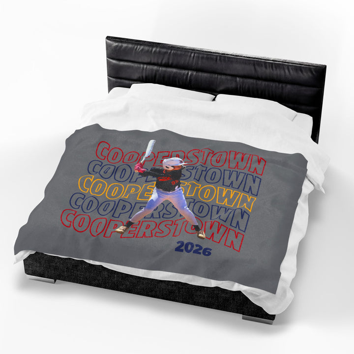 Cooperstown Wavy Design Velveteen Plush Blanket