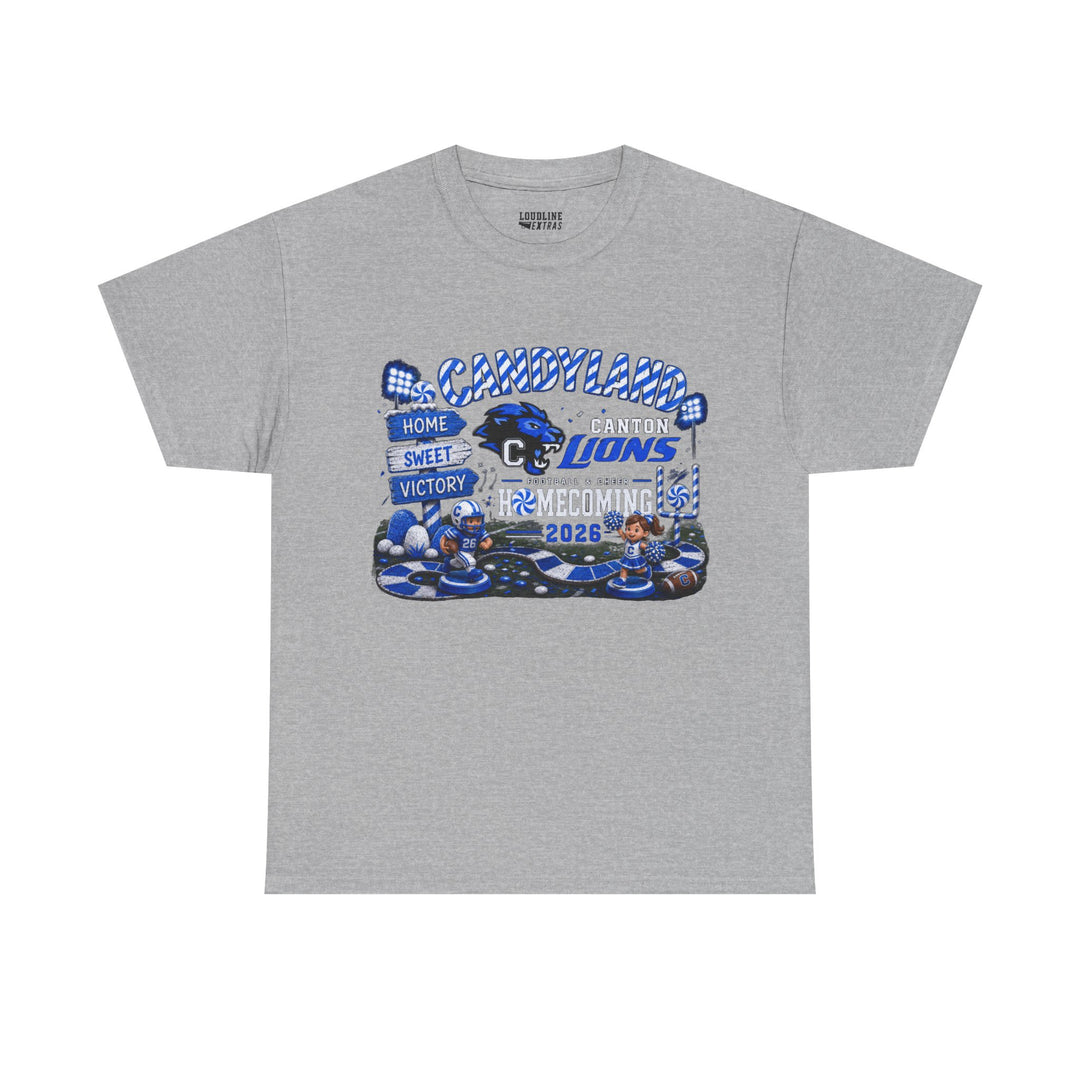 Canton Lions Football &amp; Cheer Unisex Adult Gildan Standard T-Shirt - Homecoming Candyland Design