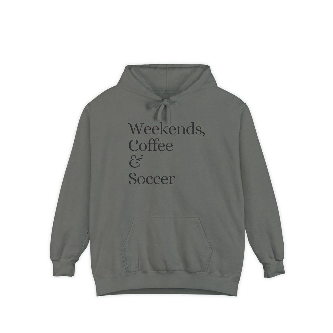 Weekends Coffee &amp; Soccer Unisex Adult Premium Hooded Sweatshirt