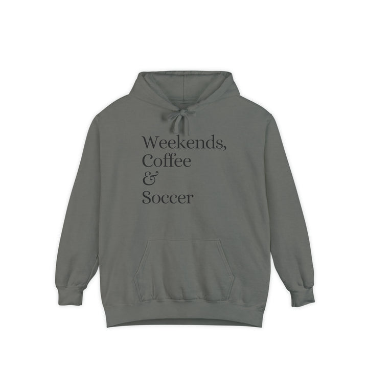 Weekends Coffee &amp; Soccer Unisex Adult Premium Hooded Sweatshirt