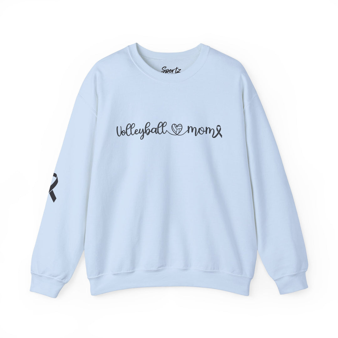 Cancer Collection Pick Your Sport Mom Ribbon &amp; Heart Adult Unisex Crewneck Sweatshirt w/Ribbon on Sleeve