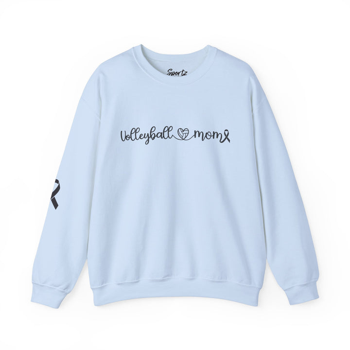 Cancer Collection Pick Your Sport Mom Ribbon &amp; Heart Adult Unisex Crewneck Sweatshirt w/Ribbon on Sleeve