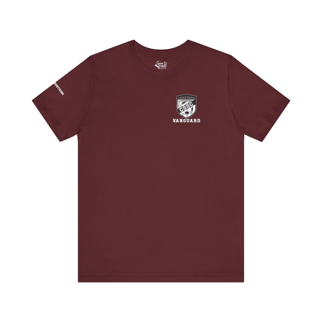 College Station Soccer Club Vanguard Unisex Adult T-Shirt w/ Logo on Left Chest