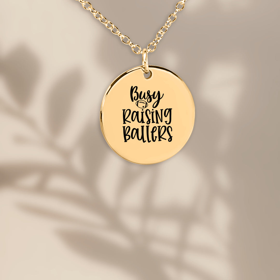 Busy Raising Ballers Football Coin Necklace