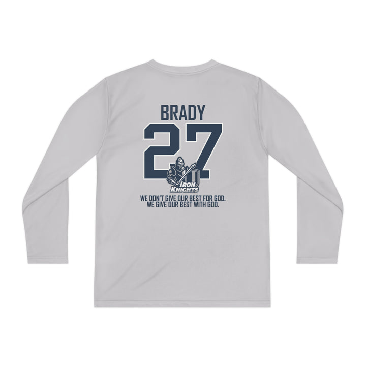 Iron Knights Youth Long Sleeve Competitor Moisture Wicking Tee W/Knight Design, Name &amp; Number