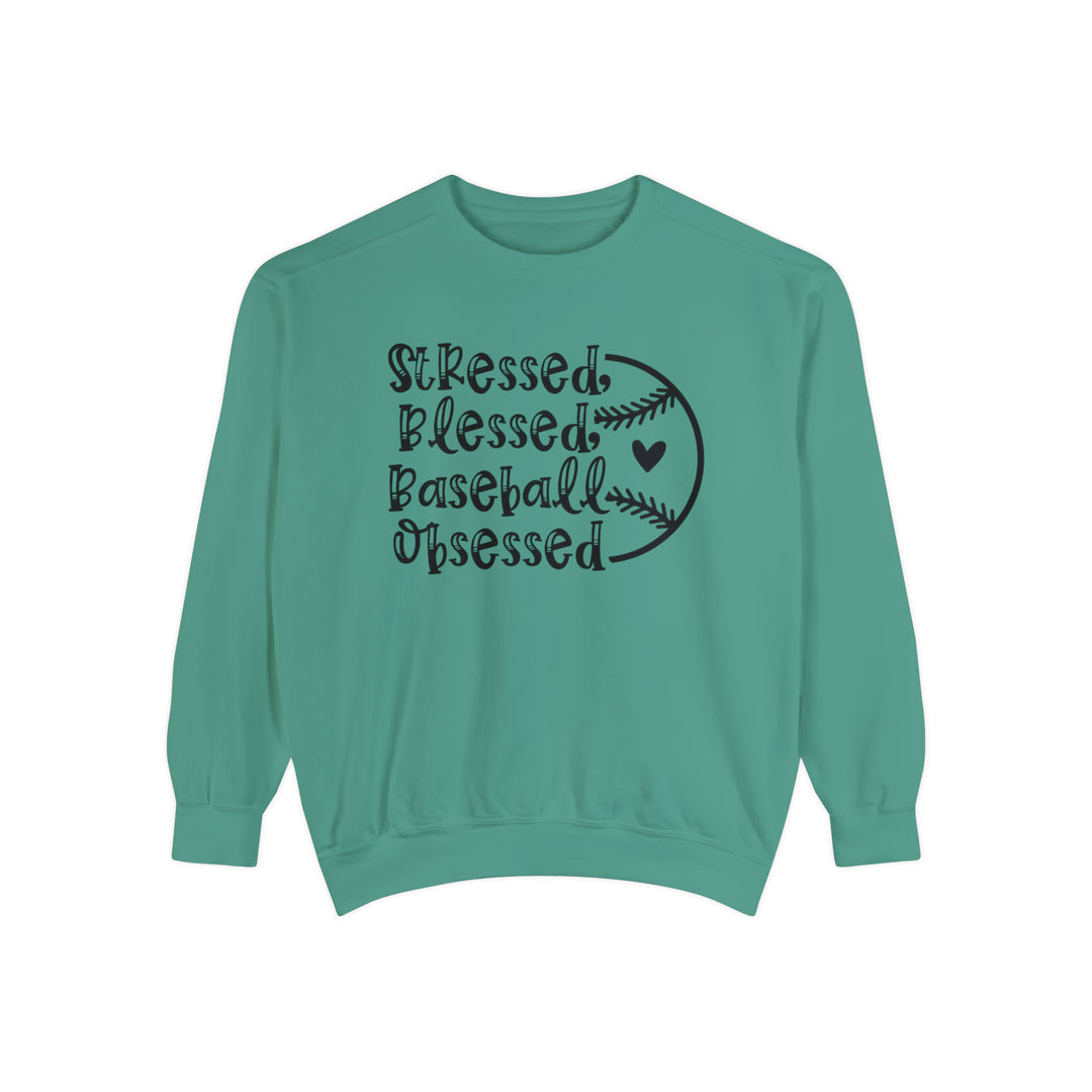Stressed Blessed Baseball Obsessed Unisex Adult Premium Crewneck Sweatshirt