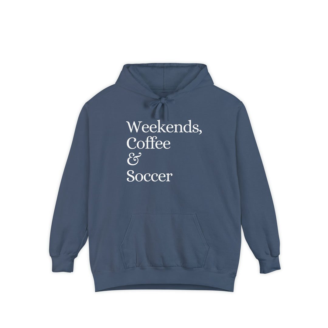 Weekends Coffee &amp; Soccer Unisex Adult Premium Hooded Sweatshirt