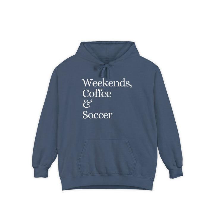 Weekends Coffee &amp; Soccer Unisex Adult Premium Hooded Sweatshirt