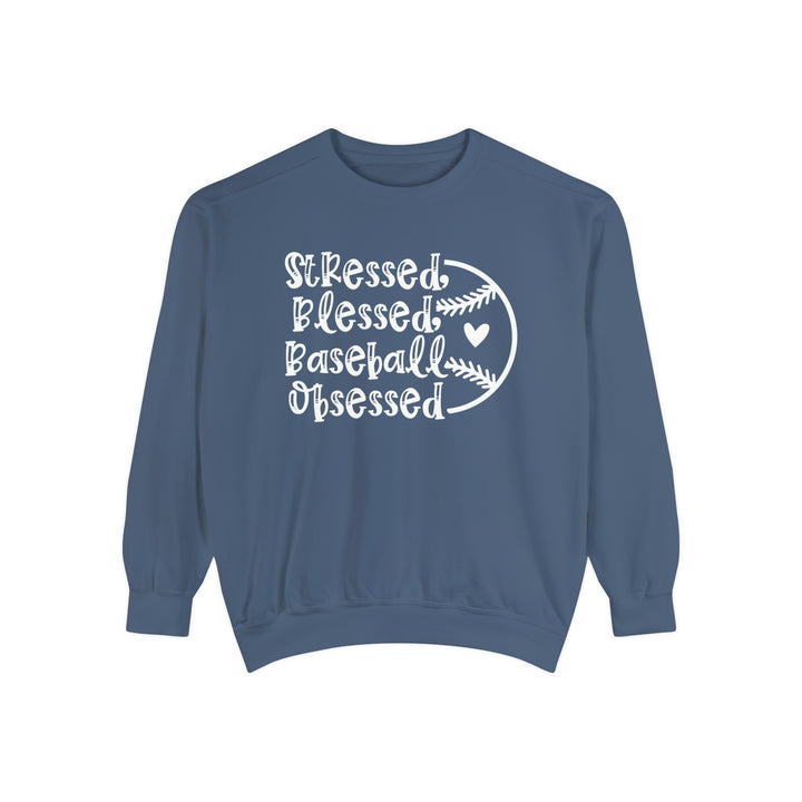 Stressed Blessed Baseball Obsessed Unisex Adult Premium Crewneck Sweatshirt
