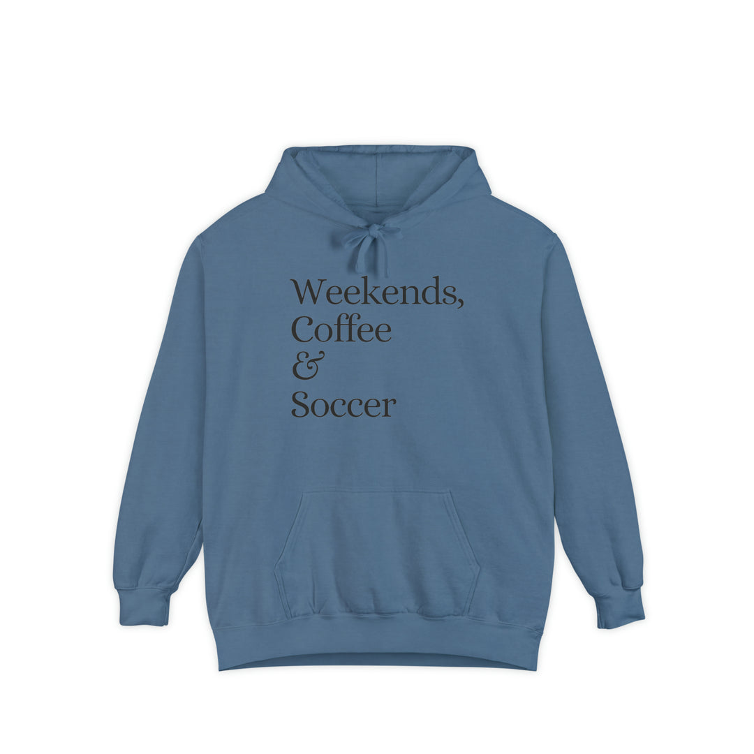 Weekends Coffee &amp; Soccer Unisex Adult Premium Hooded Sweatshirt