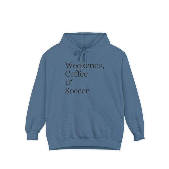 Weekends Coffee &amp; Soccer Unisex Adult Premium Hooded Sweatshirt