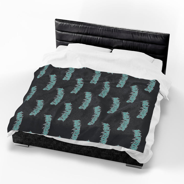 Warriors Velveteen Plush Blanket - Logo Pattern