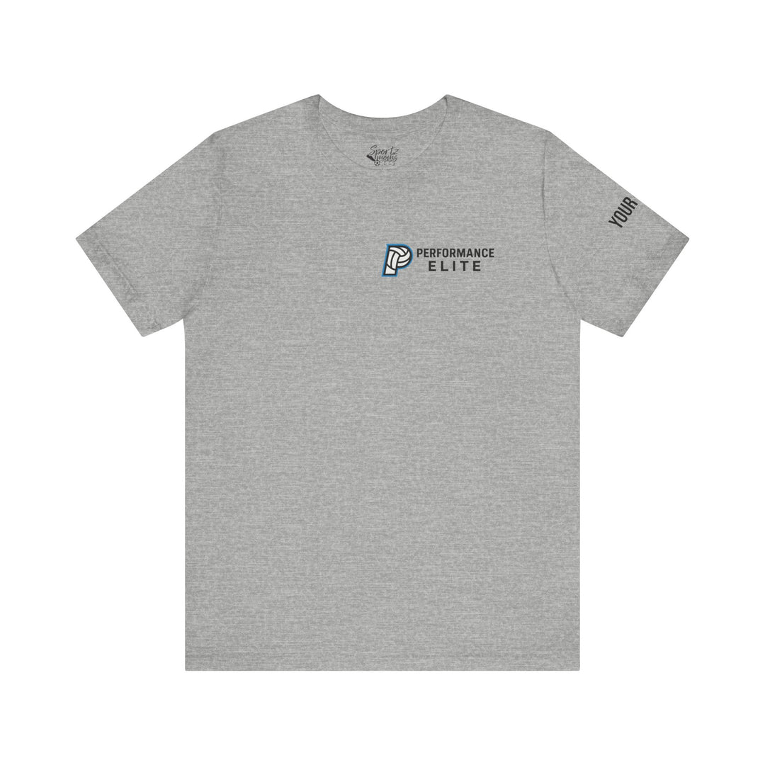Performance Elite Unisex Adult Mid-Level T-Shirt w/Front &amp; Back Logo &amp; Custom Name on Sleeve