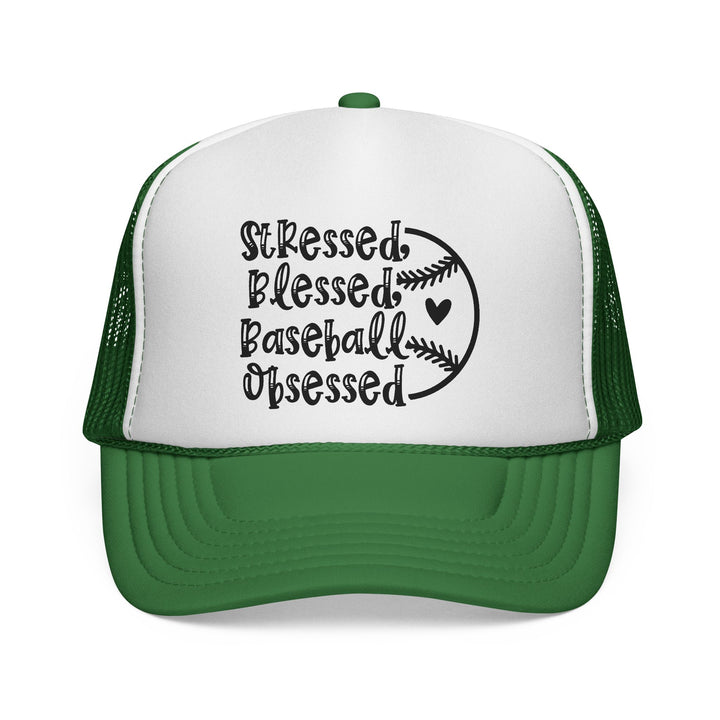Stressed Blessed Baseball Obsessed Trucker Hat