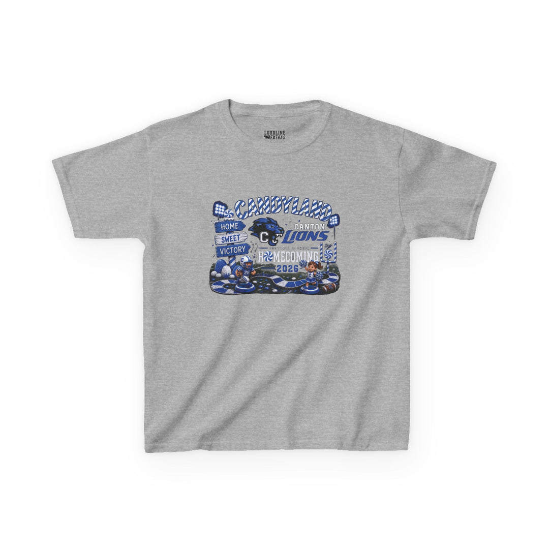 Canton Lions Football &amp; Cheer Gildan Unisex Youth T-Shirt - Homecoming Candyland Design