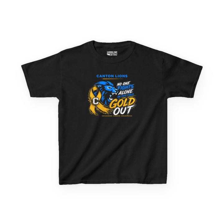 Canton Lions Football &amp; Cheer Gildan Unisex Youth T-Shirt - Gold Out Design