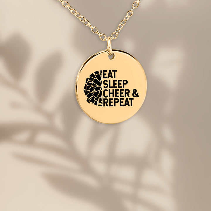 Eat Sleep Cheer &amp; Repeat Coin Necklace