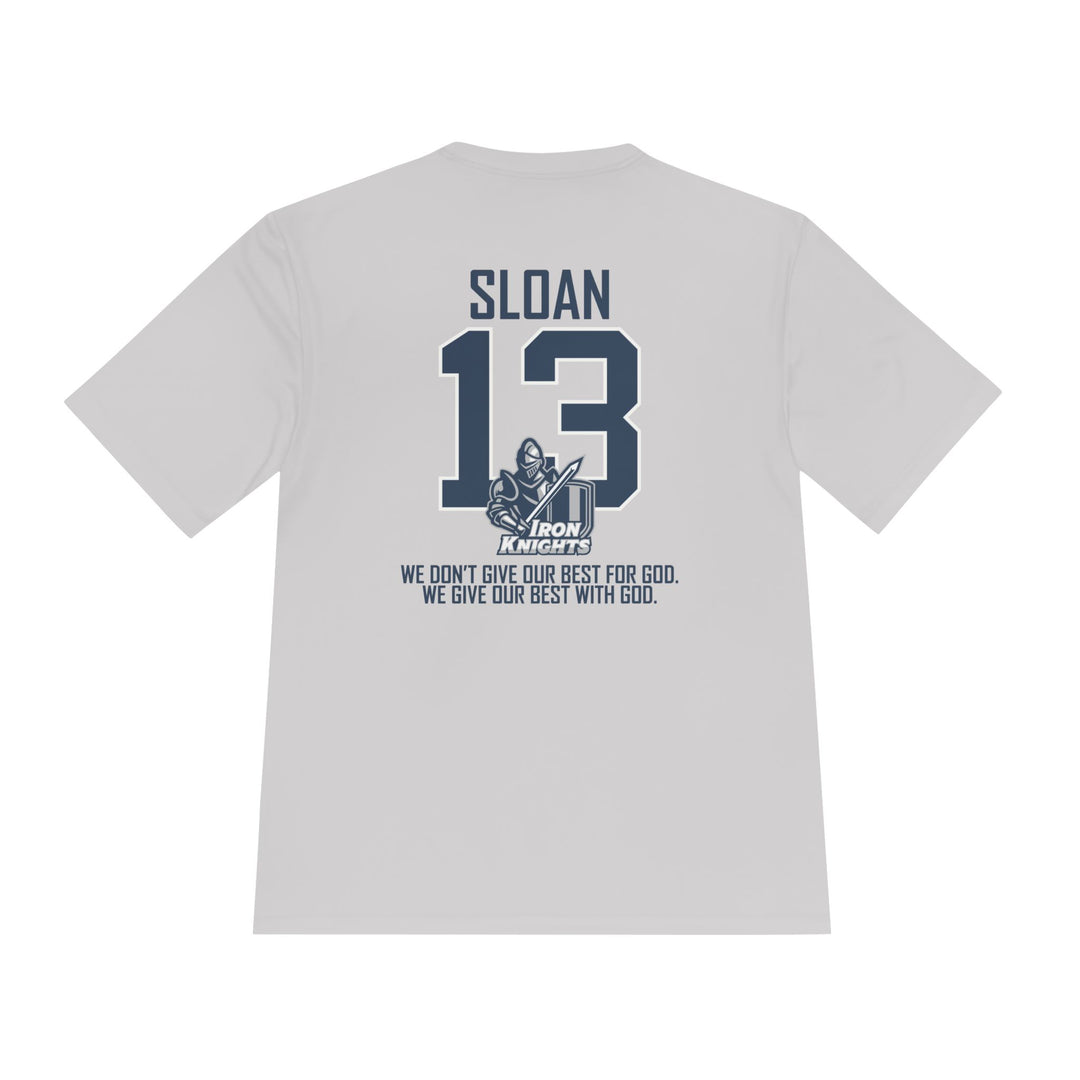 Iron Knights Adult Unisex Moisture Wicking T-Shirt - w/Knight Logo, Name &amp; Number on back