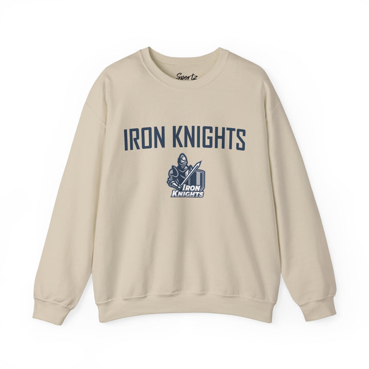 Iron Knights Adult Unisex Crewneck Sweatshirt w/Name, Number &amp; Bible Verse - All White or Blue Design