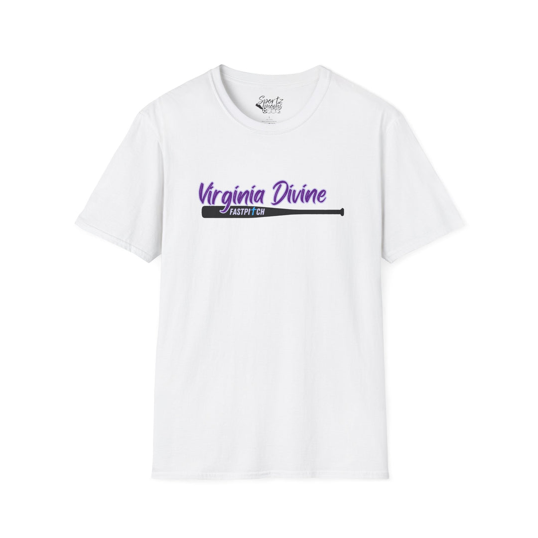 Virginia Divine Sports Unisex Adult T-Shirt - Softball Pattern Design w/Name &amp; Number on back