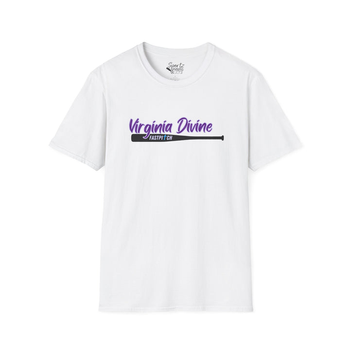 Virginia Divine Sports Unisex Adult T-Shirt - Softball Pattern Design w/Name &amp; Number on back