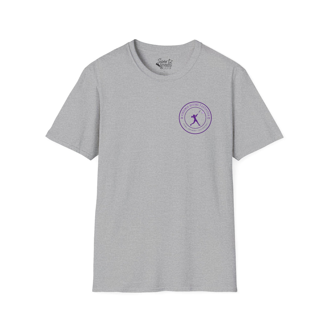 Virginia Divine Sports Unisex Adult T-Shirt - Softball Pattern Design w/Name &amp; Number on back