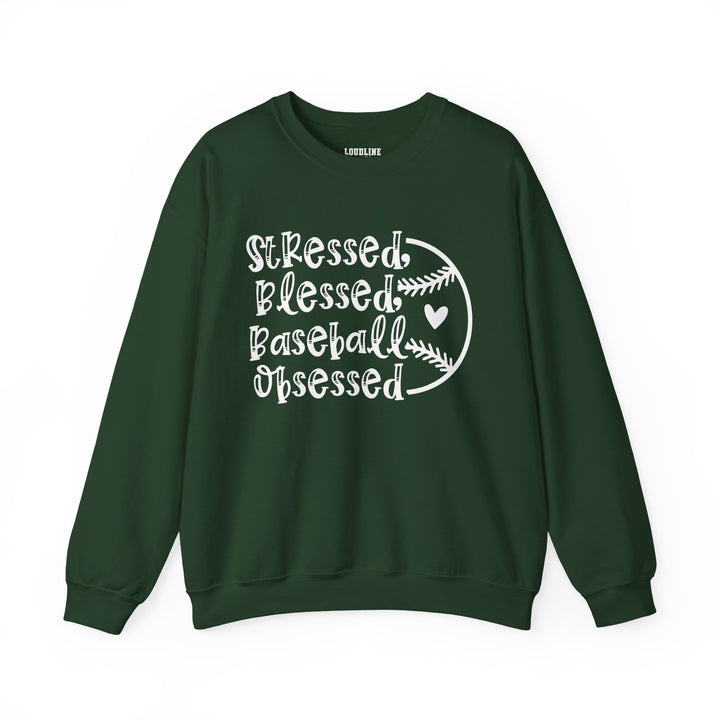 Stressed Blessed Baseball Obsessed Unisex Adult Crewneck Sweatshirt