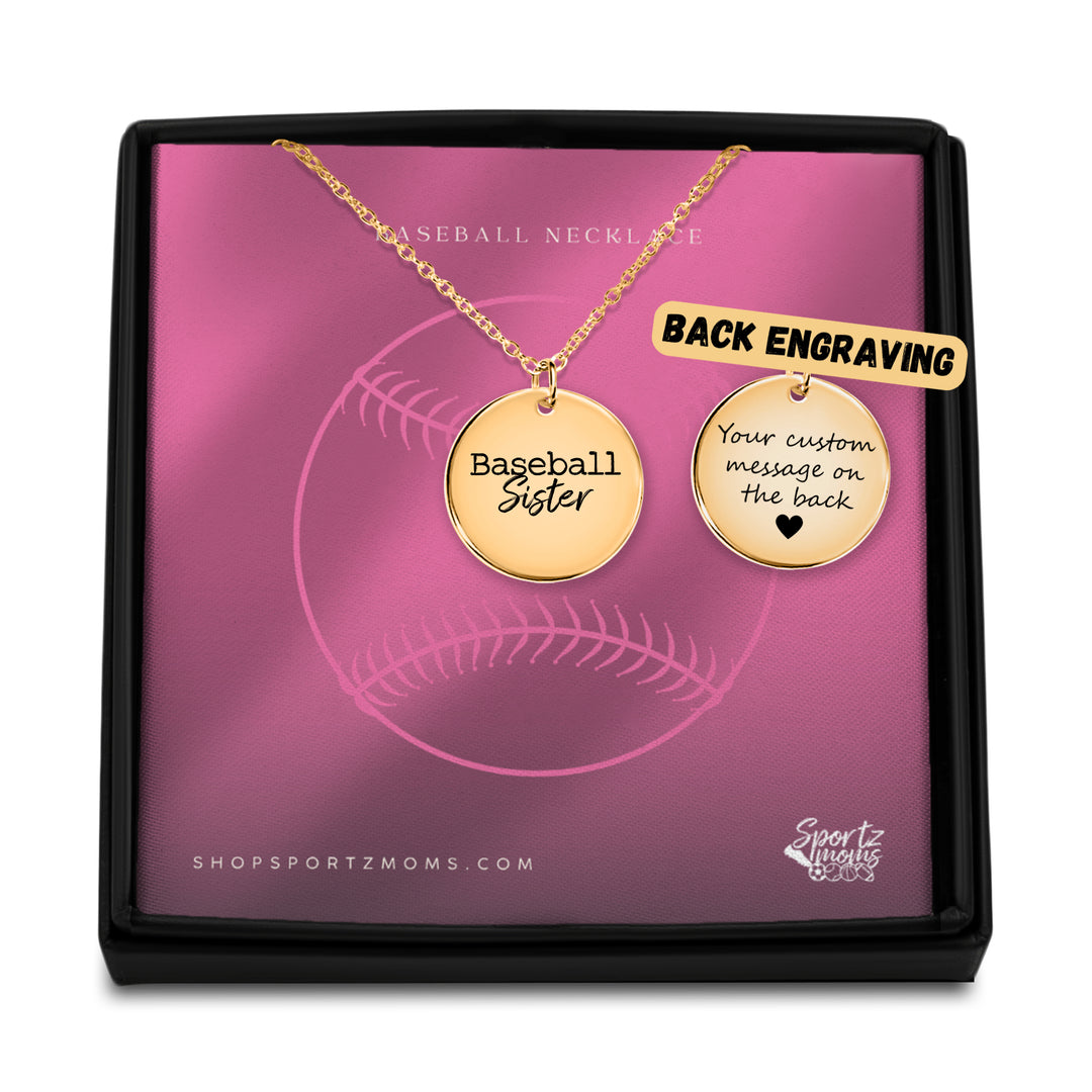 Baseball Sister Typewriter Design Coin Necklace