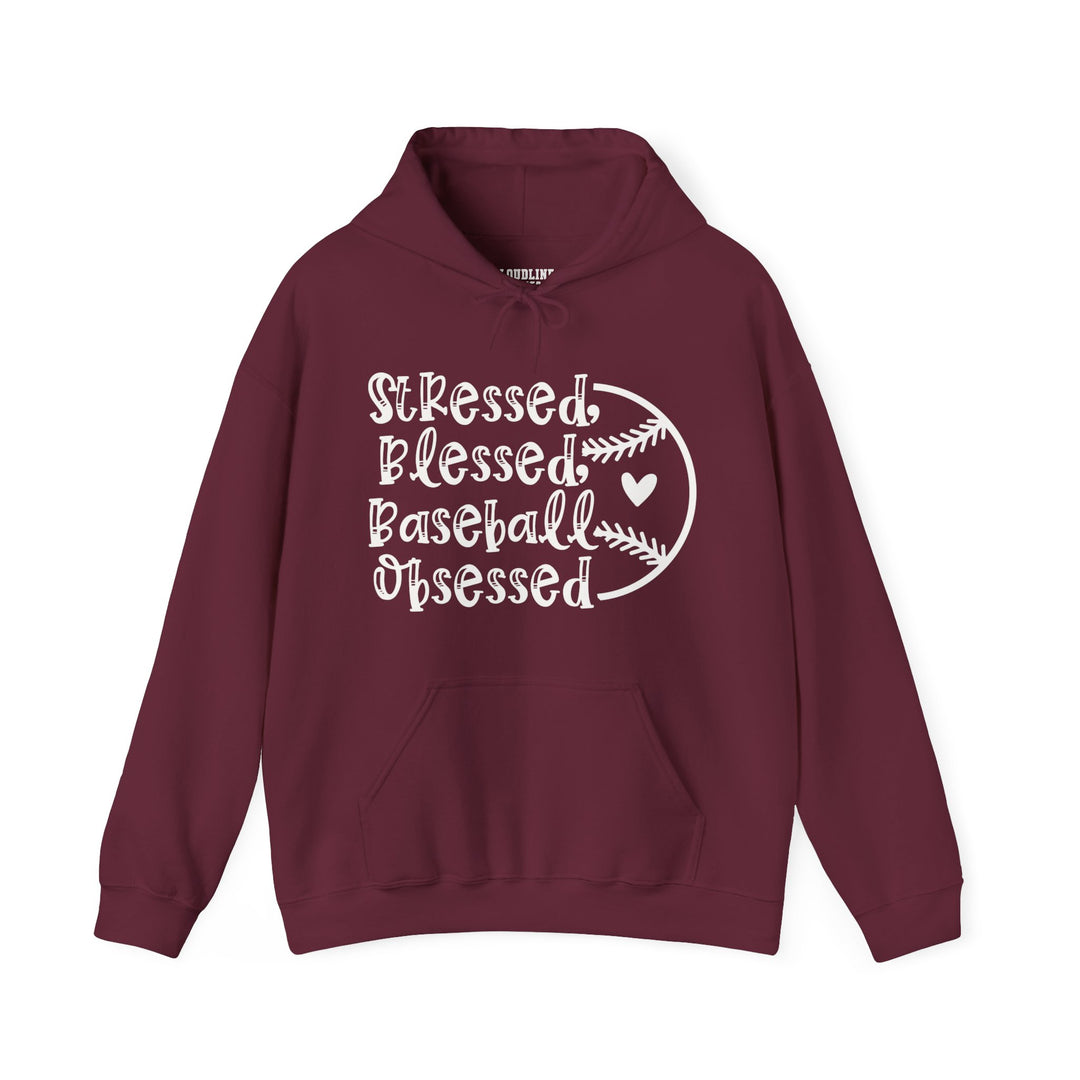 Stressed Blessed Baseball Obsessed Unisex Adult Hooded Sweatshirt