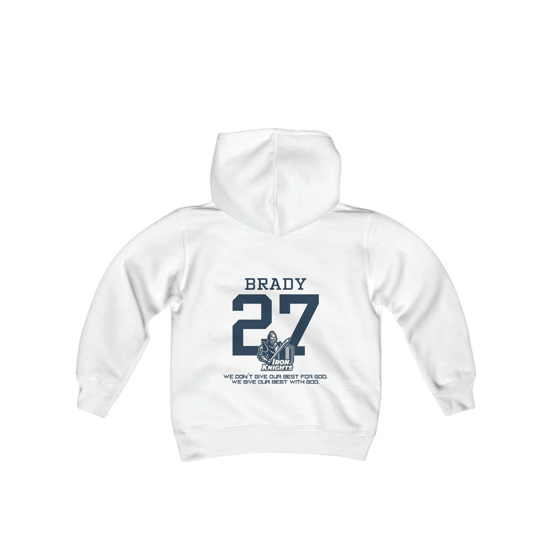 Iron Knights Youth Hooded Sweatshirt W/Name, Number &amp; Bible Verse- Block Design