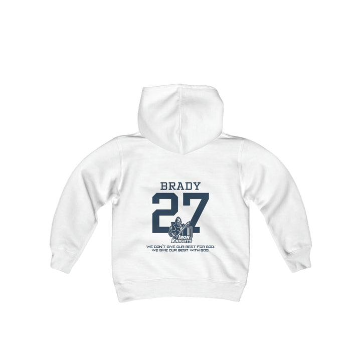 Iron Knights Youth Hooded Sweatshirt W/Name, Number &amp; Bible Verse- Block Design