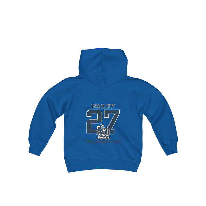 Iron Knights Youth Hooded Sweatshirt W/Name, Number &amp; Bible Verse- Block Design