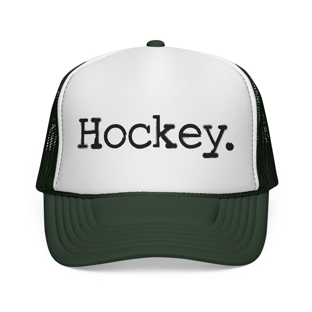 Hockey Typewriter Design Trucker Hat