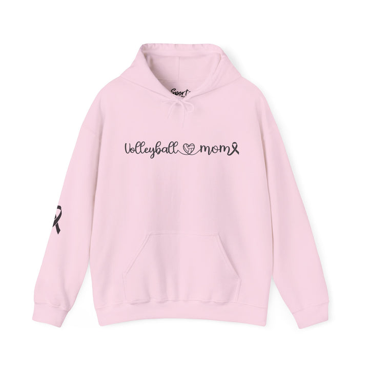 Cancer Collection Pick Your Sport Mom Ribbon &amp; Heart Adult Unisex Hooded Sweatshirt w/Ribbon on Sleeve